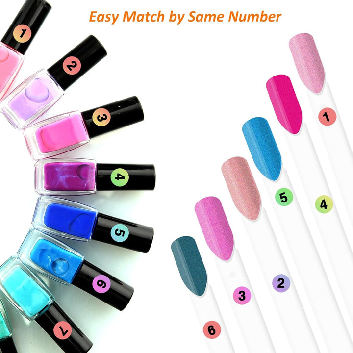100 Ps Fan-Shaped Nail Swatch Sticks with Number Stickers, Nail Practice Sticks, Color Display Wheel, Sample Tips(Transparent)