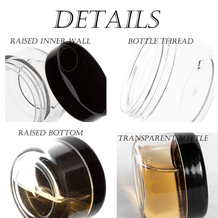 Polypropylene 5 Gram Cosmetic Containers 50Pcs Sample Jars Tiny Makeup Sample Containers with Lids (Black)