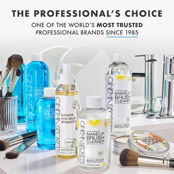 Original Blue Vanilla Makeup Brush Cleaner Solution - Professional Cleanser for Makeup Brushes - Quick-Drying, Rinse-Free Formula - Removes Stubborn Waterproof Make Up