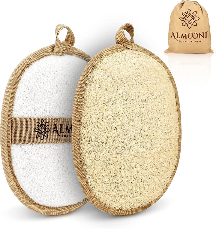 Natural Loofah Exfoliating Body Scrubber, Made with Natural Egyptian Shower Loofah Sponge, Bath Shower Loofah Sponge for Women and Men, for Face and Body That Gets You Clean - 2 Count (1 Pack)