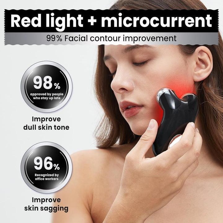 Microcurrent Facial Device,Latest Red Light Technology,Enhances the Ability to Lift the Face and Tighten the Skin,Facial Wrinkle Equipment,Smart Photon Micro-Current Device,Model:Ep-300. (Black)