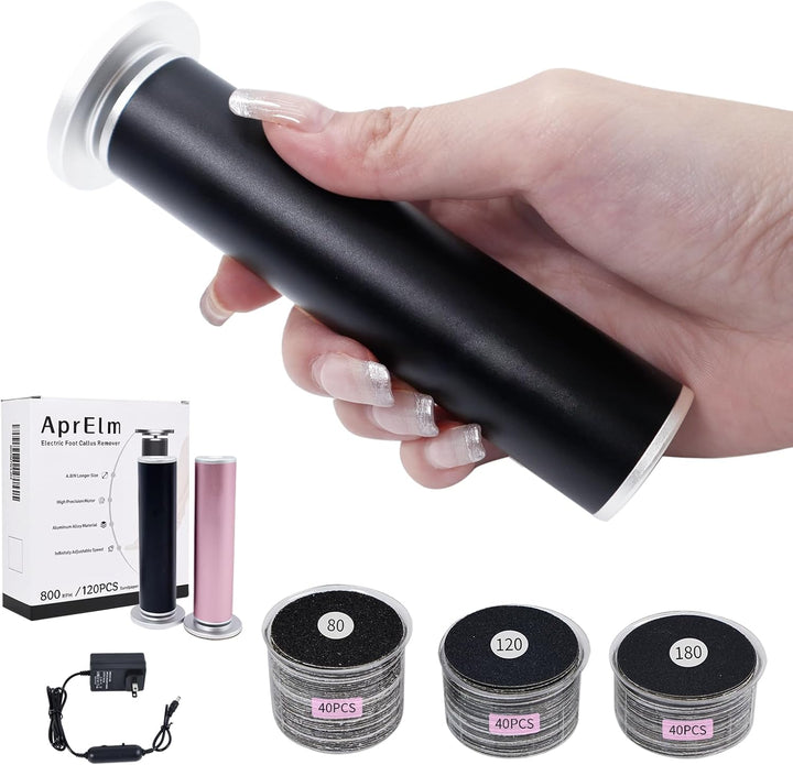 4.8IN Longer Electric Foot Callus Remover with 80Pcs Sandpaper Discs, Professional Aluminum Callus Remover for Feet, Stepless Speed Control Pedicure Tools for Dead Skin (Pink)