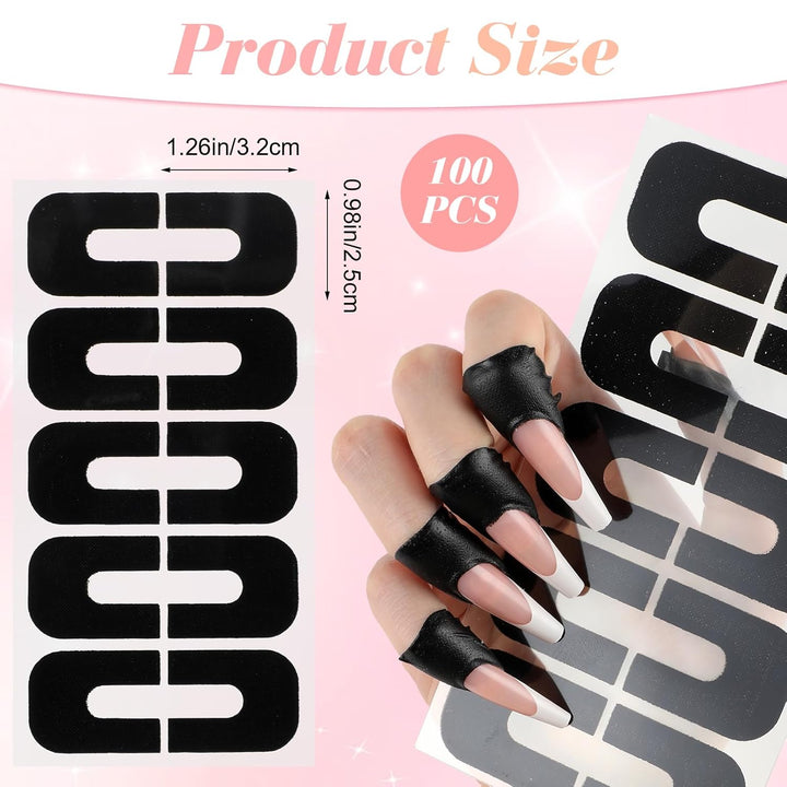 100PCS Nail Polish Protector, Gel Nail Sticker, Peel off Barrier, UV Finger Protection, Skin Cuticle Protector Tape, U-Shaped French Tip Nail Art Accessories DIY