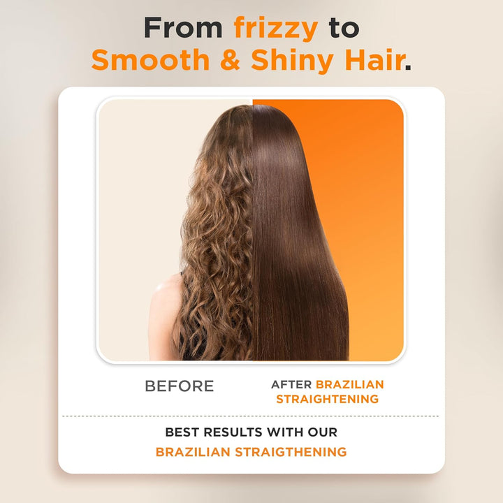 Brazilian Straightening Kit, 12 Weeks of Home Use Professional Straightening, with Organic Argan Oil, Shea Butter, Keratin & Amino Acids, for Straighter, Softer and Shinier Hair, All Hair Types