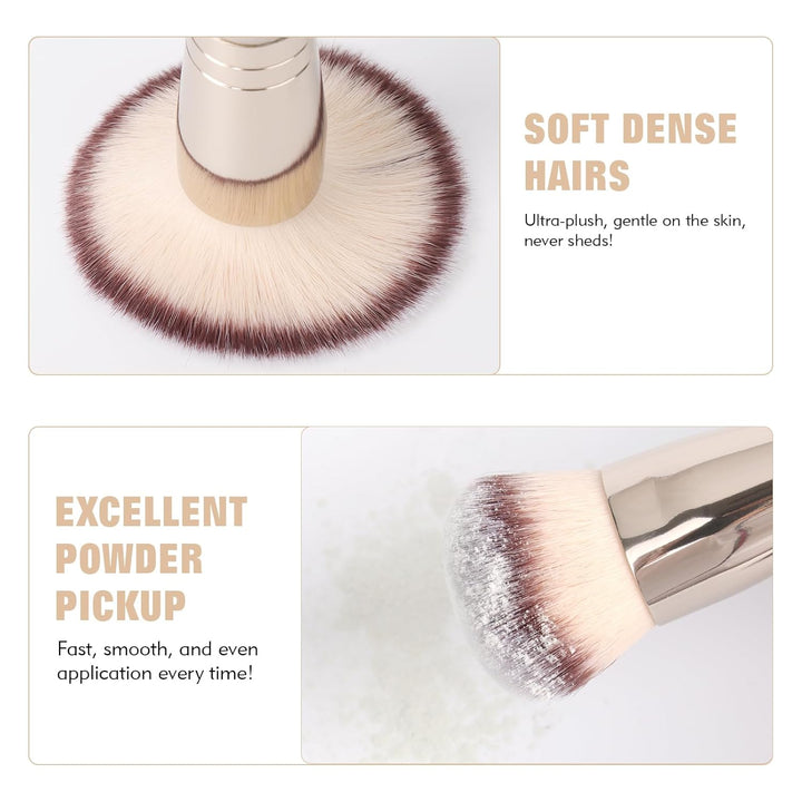 Dual-Ended Foundation Brush: round & Angled Pro-Grade Makeup Brushes, 100% Vegan Synthetic Makeup Brush for Flawless Blending and Application of Liquid, Powder, Cream, Blush