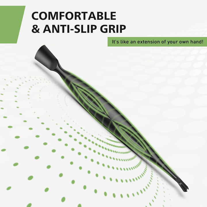 2-In-1 Cuticle Pusher & Trimmer with Fork – Professional Stainless Steel Nail Cuticle Remover Tool for Pain-Free Manicure & Pedicure – Durable Metal Cuticle Nippers and Scraper, Black