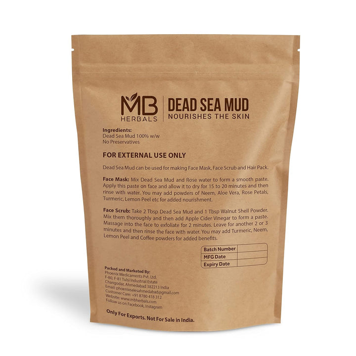 Dead Sea Mud 227 Gram | Half Pound | for Face Packs and Soap Making | Nourishes & Exfoliates the Skin | Dry Clay Powder
