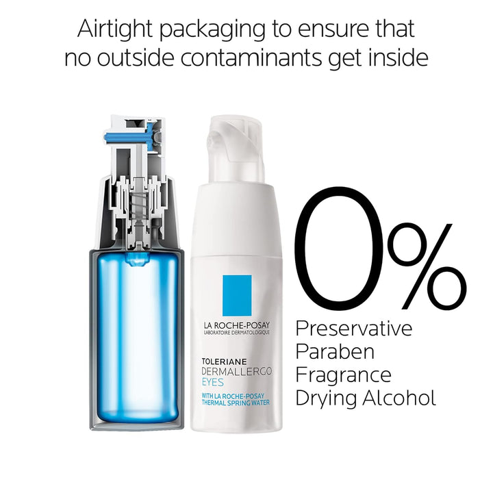La Roche-Posay Toleriane Dermallergo Eye Cream Soothing Repair Moisturizer, Soothes and Comforts Sensitive Skin, Allergy Tested, Fragrance Free, Alcohol Free, Formerly Toleriane Ultra Eyes