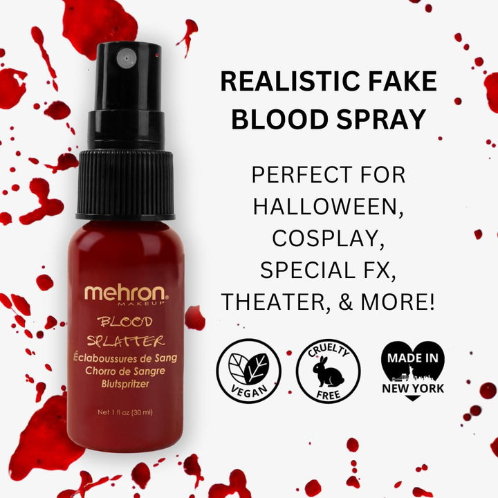 Makeup Blood Splatter | Professional Fake Spray Blood | Performance, Halloween, Face Paint, Costumes, & Special FX 1 Fl Oz (30 Ml)