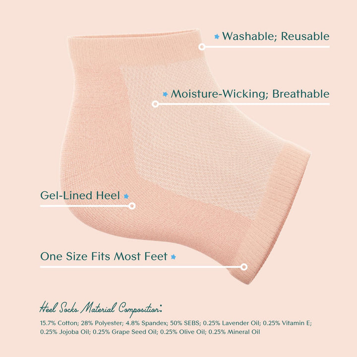 Moisturizing Heel-Repair Gel Socks – Overnight Spa Sleep Socks for Dry, Cracked Heels & Soft Feet