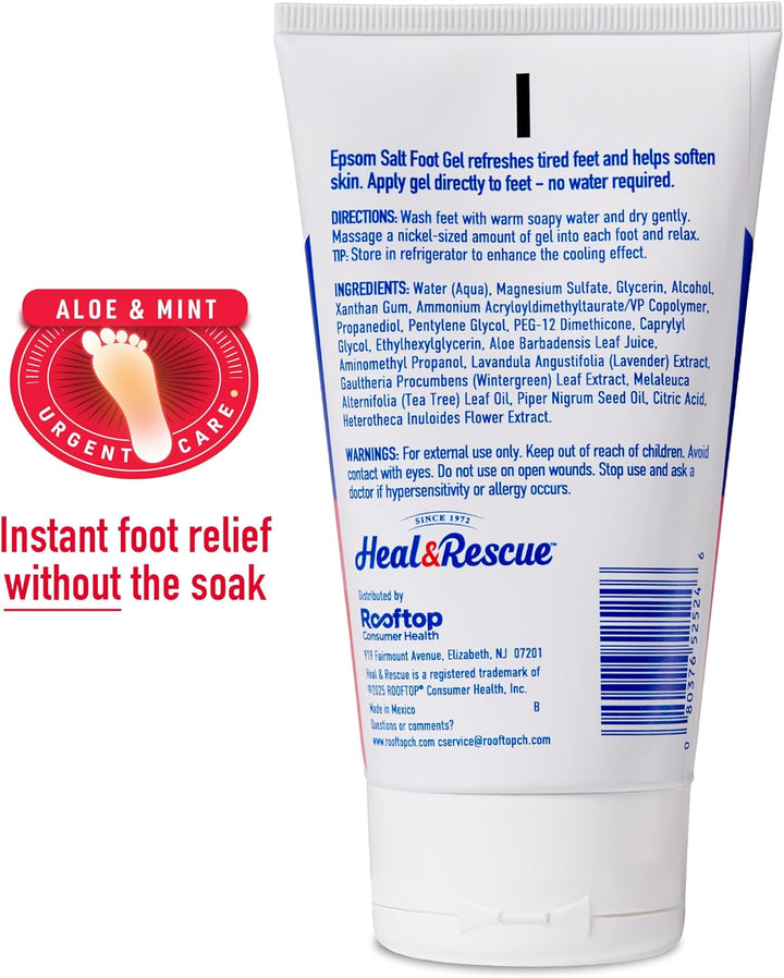 Epsom Salt Foot Gel, 4 Ounce, Soothing Relief for Painful, Tired, Aching Feet, Ditch the Foot Bath for Instant Relief