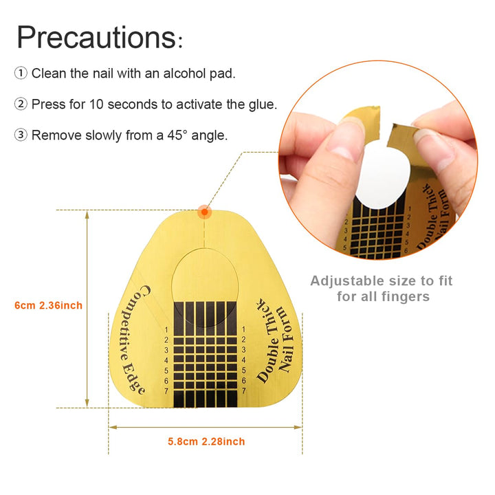 200 PCS Nail Forms for Builder Gel,  Self-Adhesive Nail Extension Forms for DIY at Home Professional Nails Art Supplies