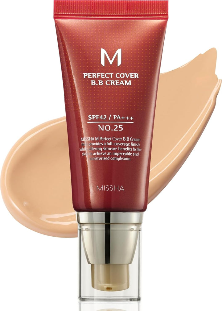 M Perfect Cover BB Cream No.23 Natural Beige -Light/Medium with Cool/Neutral Undertone SPF 42 PA +++ 1.69 Fl Oz - Tinted Moisturizer for Face with SPF