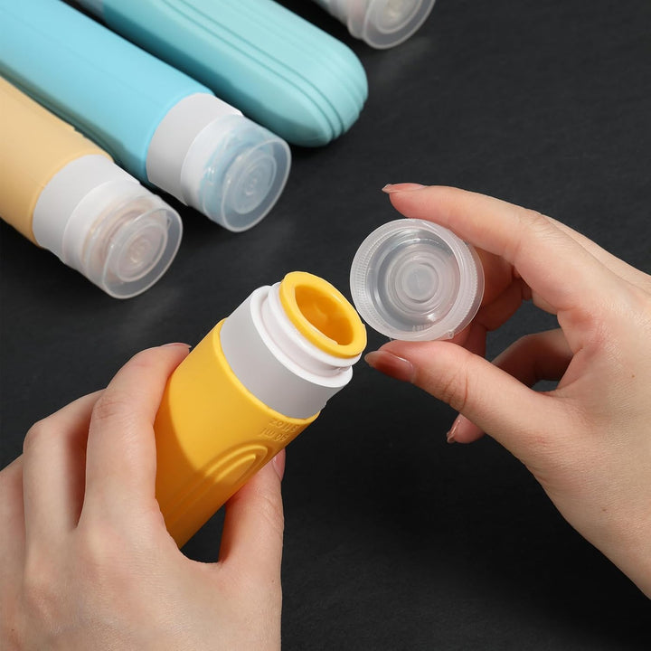 Travel Bottles for Toiletries, 5 Pack TSA Approved Travel Size Containers, 3Oz Leak Proof Refillable Travel Accessories for Shampoo Conditioner, BPA Free Travel Bottles with Toiletry Bag