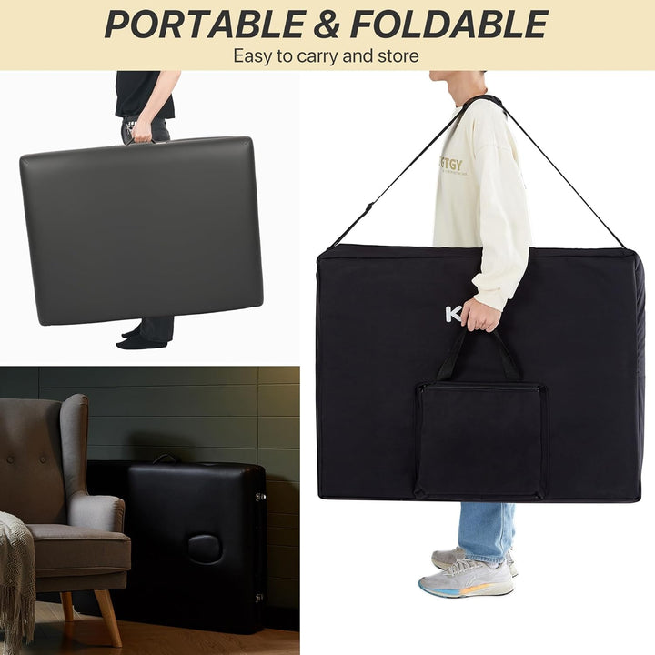 Memory Foam Massage Table Premium Portable Foldable Massage Bed Height Adjustable, 84 Inches Long 28 Inchs Wide Home Salon Spa Bed Tattoo Table with Accessories &Carrying Case, Easy Set Up