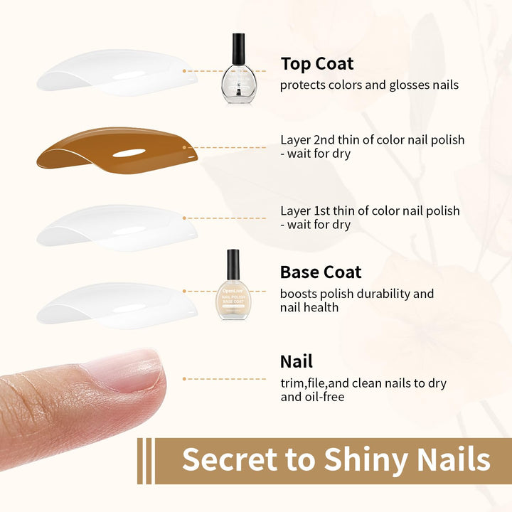 Base and Top Coat Nail Polish Quick Dry,16.5Ml Large Capacity Basic Nail Polish Set Air Dry Fast, High-Glossy Shiny, No U V Light Needed for Women Salon DIY Nail Art