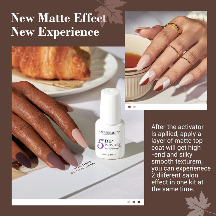 30Pcs Dip Powder Nail Kit Starter, 8 Colors Fall Nude Brown Glitter Purple Nude with Nail Sticks, Nail Art Liquid Set with Matte/Base/Top Coat Activator for French Manicure Salon