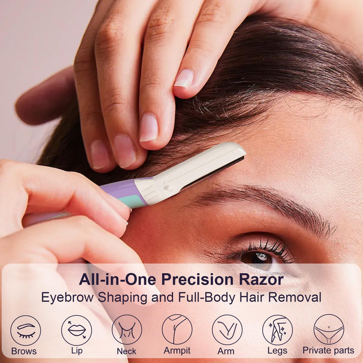 Dermaplane Razor for Women Face - Facial Razor for Women - Eyebrow & Face Razors, Exfoliating Microblades, Peach Fuzz Remover, Dermaplaning & Skin Care Tool, Travel Essentials, (12 Pcs, Wisteria)