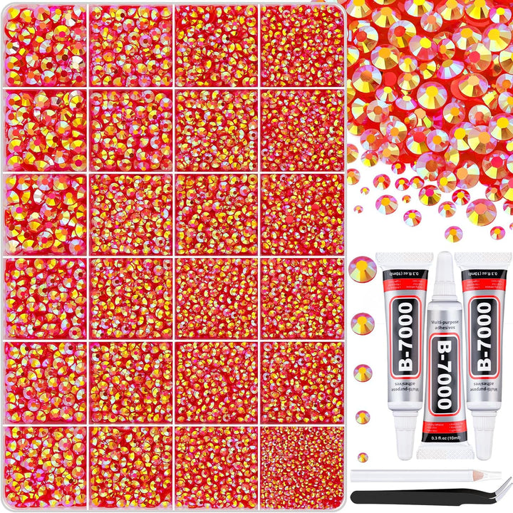 18000Pcs Resin Jelly Rhinestones for Bedazzling, Multicolor 3Mm Flatback Rainbow Gems, Bedazzler Kit with 3Pcs 10Ml B7000 Jewelry Glue for Crafts Crafting Book Shoes Nail Art