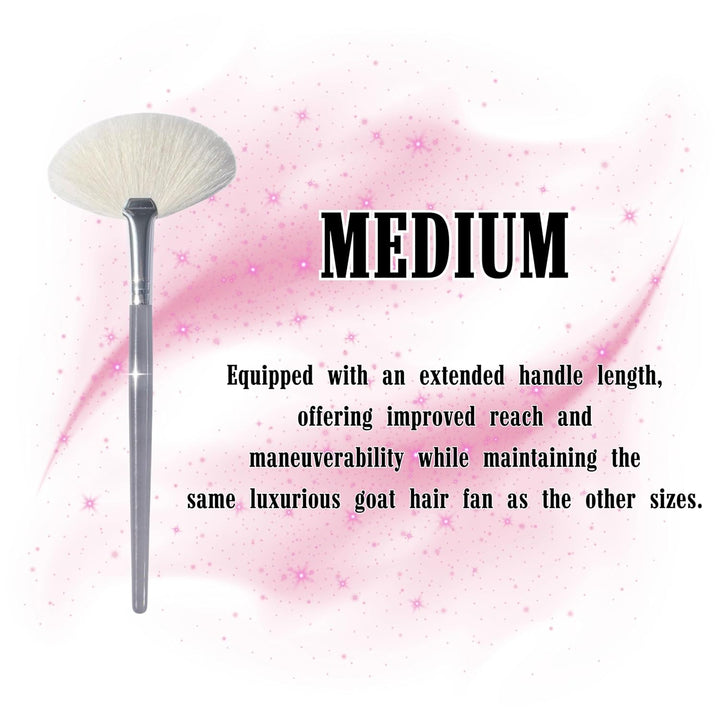 Natural Fluffy White Goat Hair Soft Fan Brush for Skincare and Esthetician (Large)