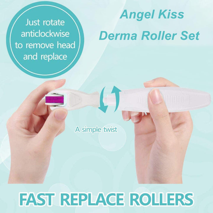 Derma Roller for Face and Body -  4 in 1 Titanium Microneedling Roller Kit Micro Needle Microneedle Roller, 300 and 720 Needles 0.25Mm,1200 Needle 0.3Mm, Microdermabrasion Roller Men Women