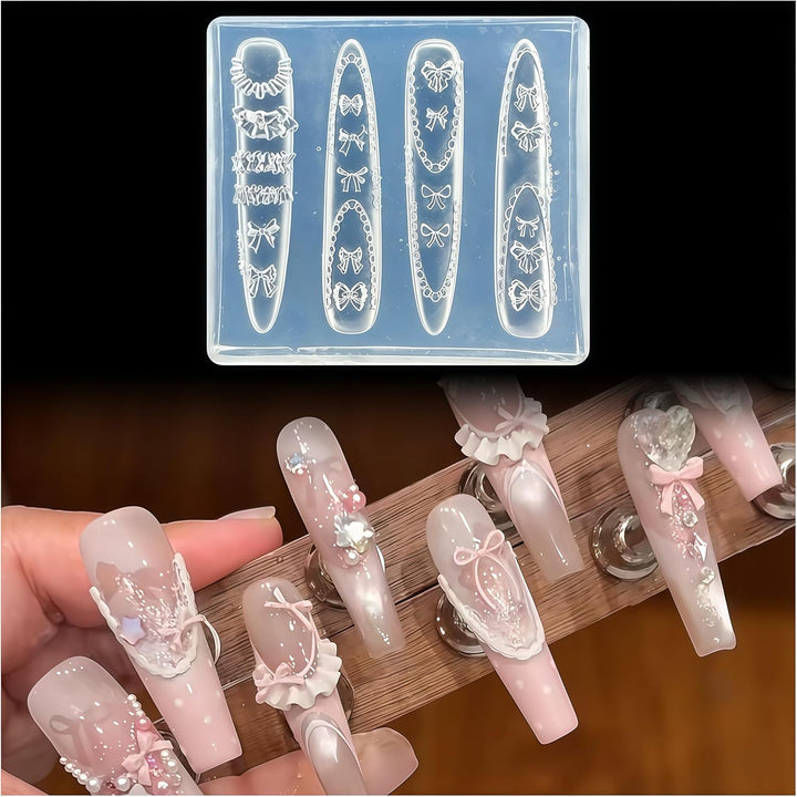 3D Nail Molds Heart, Stars, Starburst Nails Charms Design, Silicone Tool Art Y2K Decoration