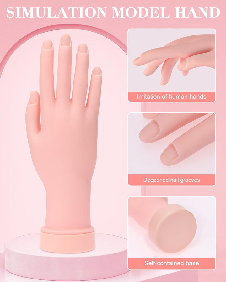 Practice Hand for Acrylic Nails Soft Touch Mannequin Hand for Nails, Flexible and Bendable Fake Hand for Nails for Nail Art Beginners,8.99 X 3.07In