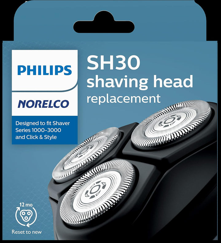 Philips  SH30/52 Shaving Heads, Compatible with Philips Shavers Series 1000, 3000 and 5000, Powerful Performance, Self-Sharpening, 3 Pieces, Model SH30/52