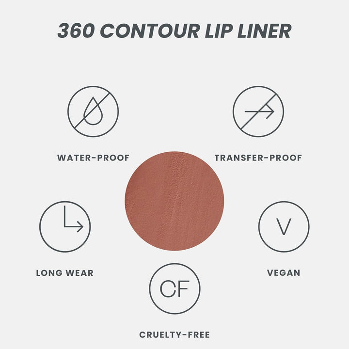 Lipliner Pencil - 360 Contour Lipliner, Long Lasting, Sharpenable, Waterproof and Transfer-Proof Brown Lip Liner Pencil (Saddle)