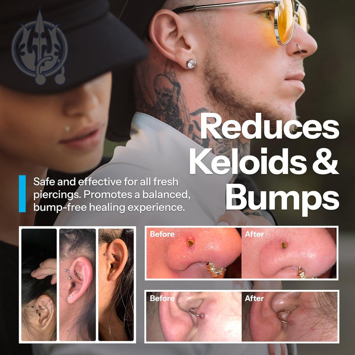 Piercing Aftercare Spray and Keloid Bump Removal– Sea Salt Spray for Body and Facial Piercings – Ear, Nose, Navel, Oral & Body Piercing Cleaner, Aftercare Solution for New Piercings– 4Oz