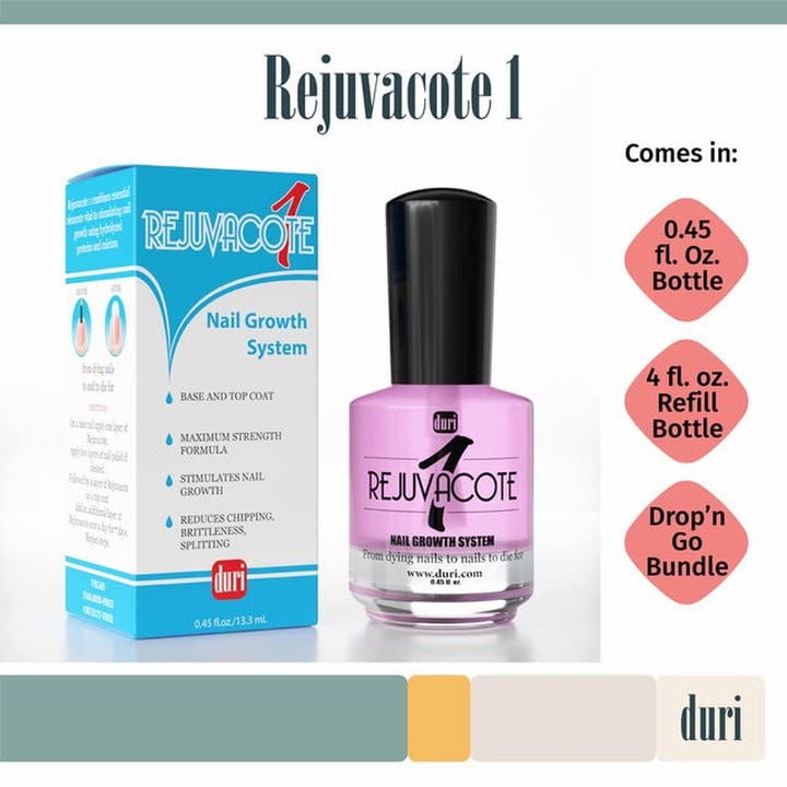 Rejuvacote 1 Original Maximum Strength Nail Growth System Base, Top Coat - Nails Hardening, Repair, Chipping, Strengthen, Breaking and Brittle Treatment, by  Cosmetics (Pack of 1)