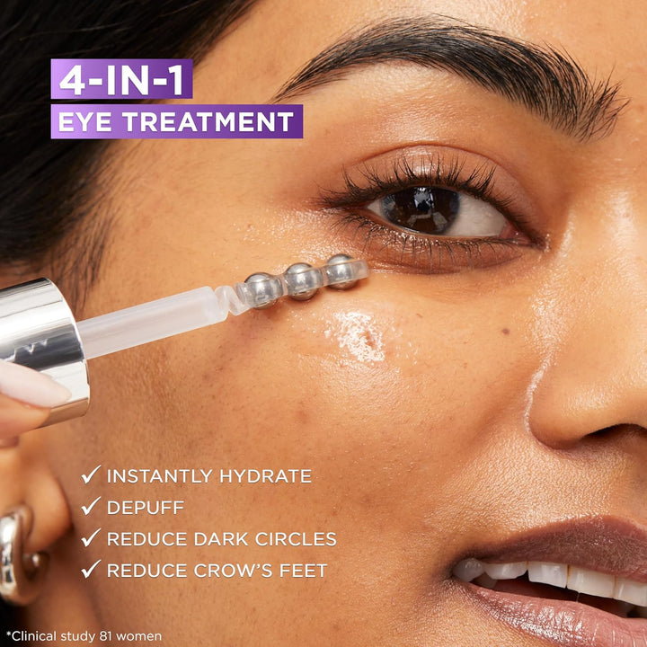 Revitalift Hyaluronic Acid + Caffeine Hydrating Eye Serum for Dark Circles, Fragrance Free .67 Fl. Oz + Moisturizer Sample