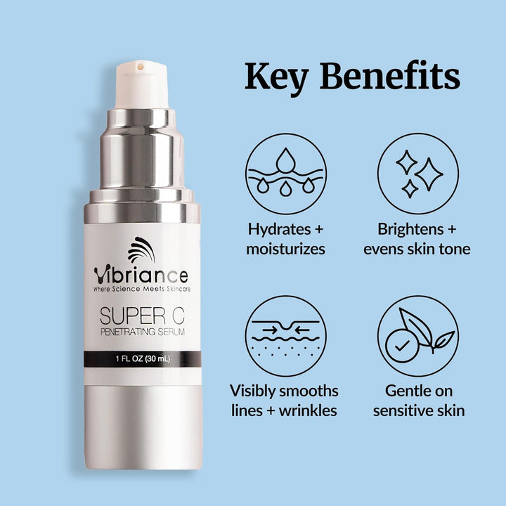 Super C Serum for Mature Skin - All-In-One Vitamin Formula Hydrates, Firms, Lifts, Smooths, Targets Age Spots, Wrinkles, 1 Fl Oz