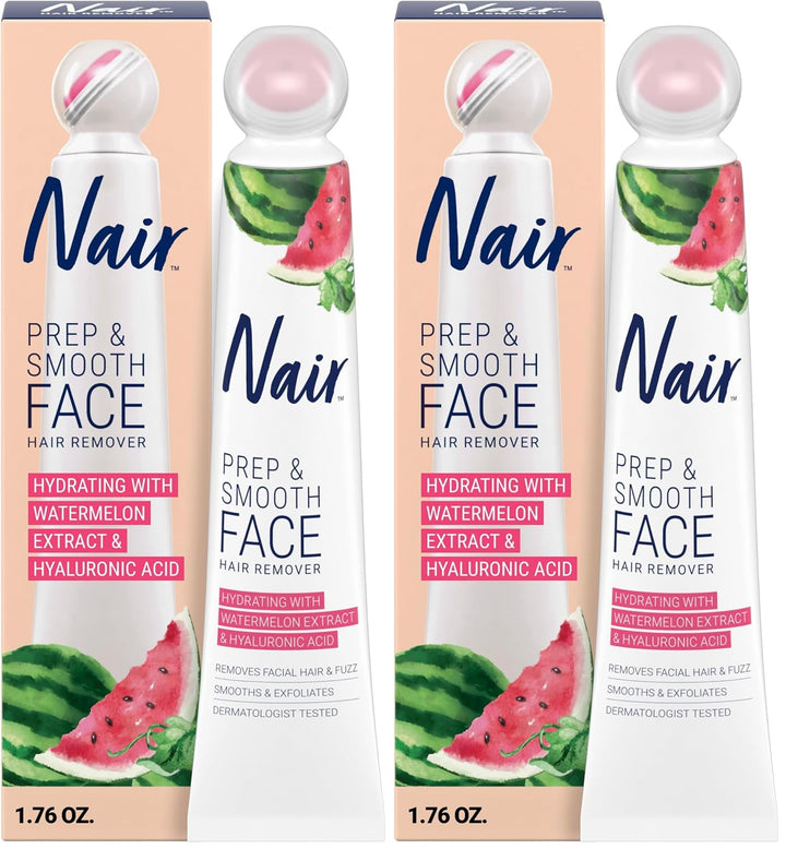 Prep & Smooth Face Exfoliating Depilatory Cream for Women - Effective Hair Removal for Smooth Skin with Hyaluronic Acid, 1.76 Oz