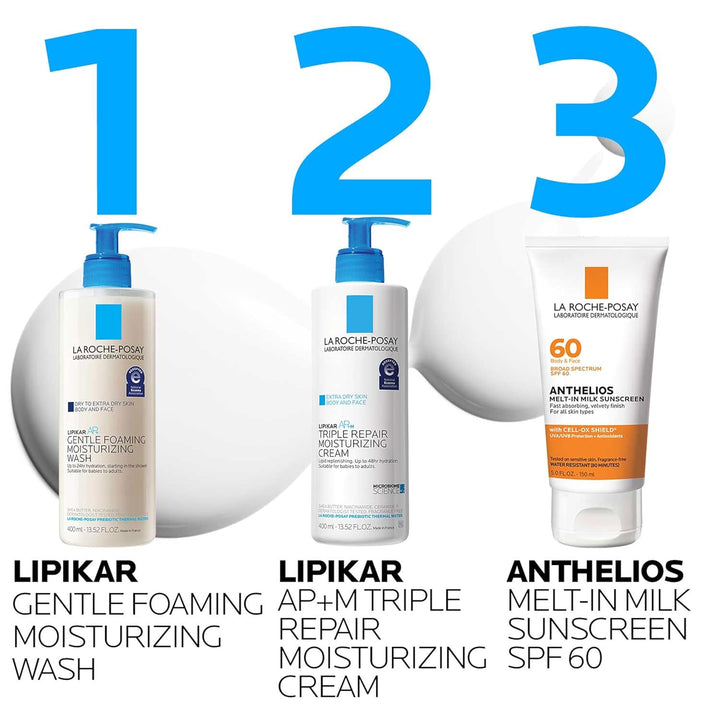 Lipikar AP+ Gentle Foaming Moisturizing Wash, Shea Butter + Niacinamide + Glycerin, Moisturizing Body Wash for Dry Skin, National Eczema Association Accepted, Dermatologist Tested​