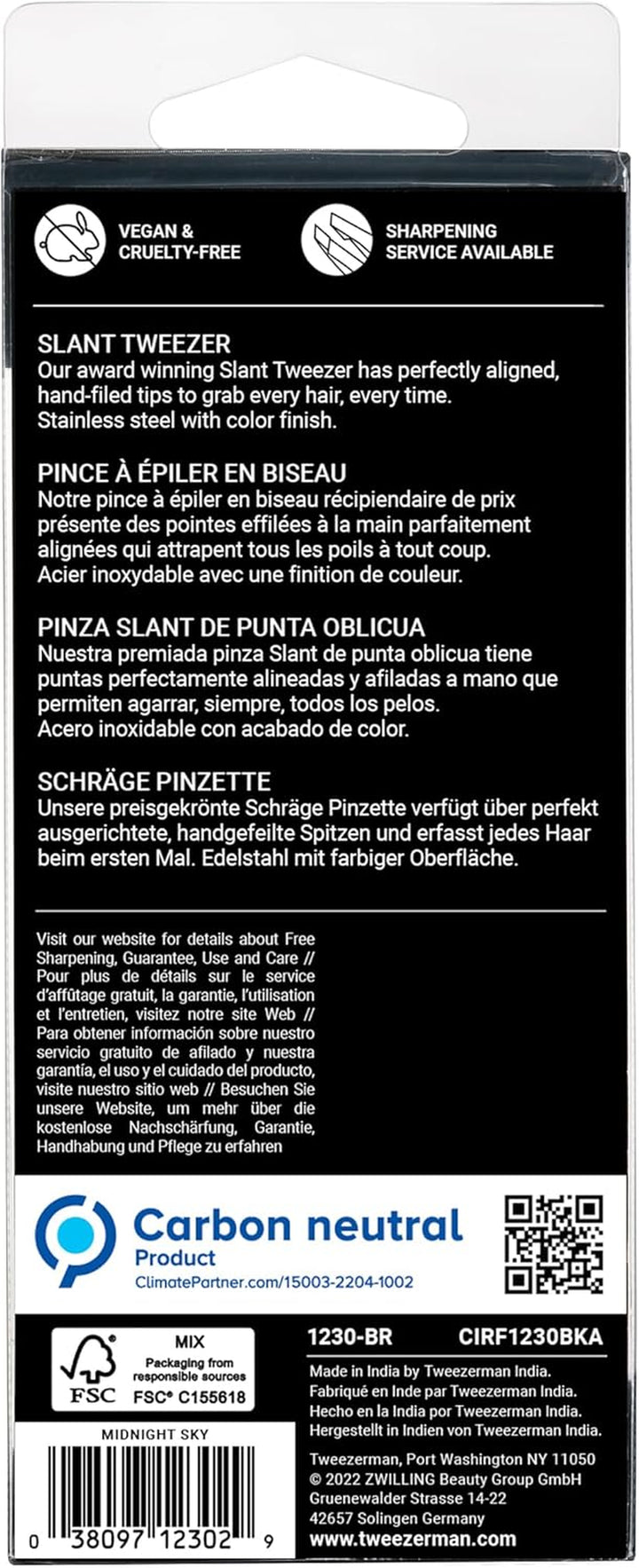 Stainless Steel Slant Tweezer - Eyebrow Tweezers for Women and Men (Black)