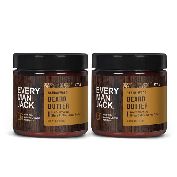 Beard Butter- Subtle Sandalwood Fragrance - Hydrates and Styles Dry, Unruly Beards While Relieving Itch - Naturally Derived with Shea Butter and Coconut Oil - 4-Ounce (2 Pack)