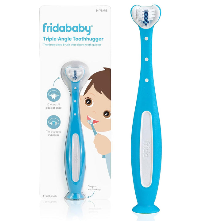 Triple-Angle Toothhugger Training Toddler Toothbrush | Toddler Toothbrush 2 Years and Up, Cleans All Sides at Once | Blue