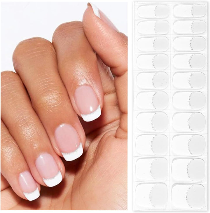 Semi Cured Gel Nail Strips | Gel Nail Stickers with UV Light Required | Salon Quality, Easy Application and Removal（Pink Ombre）