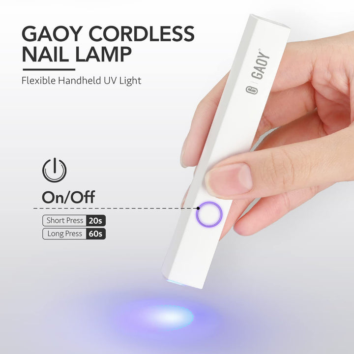 Handheld UV Light for Gel Nails, Mini Nail Lamp, Portable Cordless Rechargeable, Fast Curing
