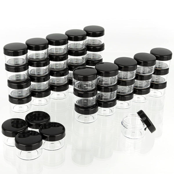 Polypropylene 5 Gram Cosmetic Containers 50Pcs Sample Jars Tiny Makeup Sample Containers with Lids (Black)
