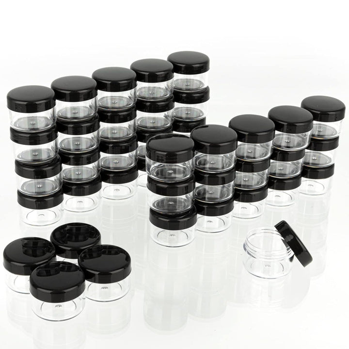 Polypropylene 5 Gram Cosmetic Containers 50Pcs Sample Jars Tiny Makeup Sample Containers with Lids (Black)