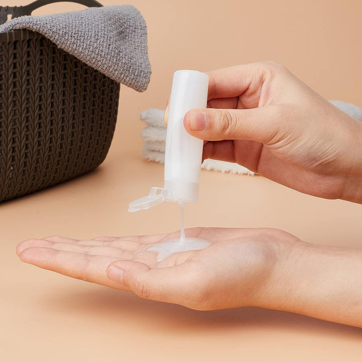 10 Pack 18Ml 0.6Oz Small Travel Squeeze Bottles Refillable Makeup Foundation Container Travel Essentials Sample Bottles for Toiletries, Shampoo Toner Cosmetic