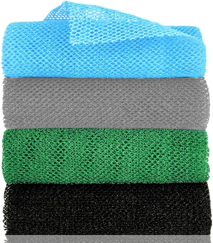 African Exfoliating Net, 4 Pieces African Net Sponge, Nylon African Bath Sponge Net, African Net Long Net Bath Sponge Shower Body Scrubber