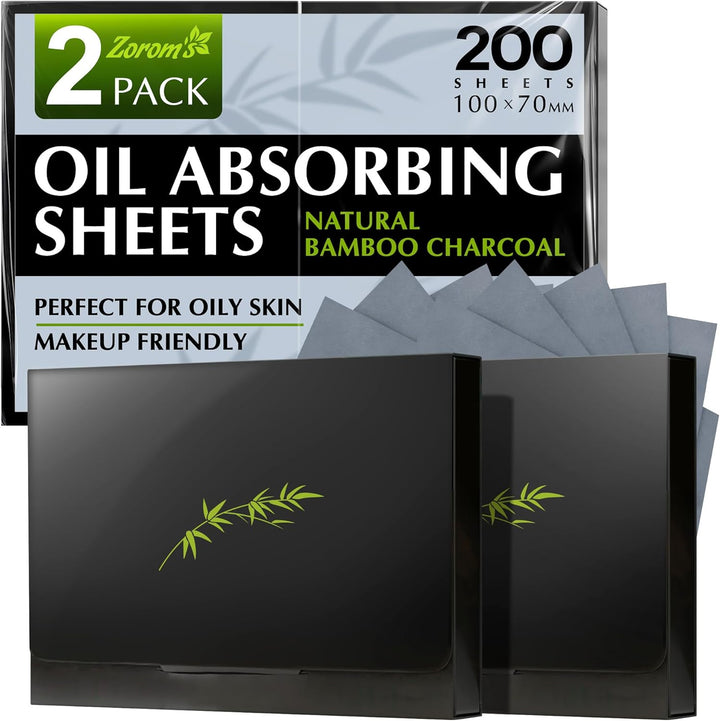 Natural Oil Blotting Sheets for Face with Bamboo Charcoal - 4Pk/400 Makeup Friendly Oil Absorbing Sheets for Face - Blotting Papers for Oily Skin