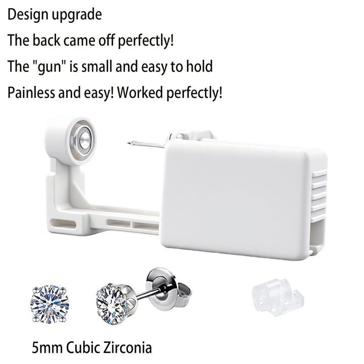 Ear Piercing Kit, Disposable Ear Piercing Gun Preloaded CZ Earring Studs, Body Piercing Kits for Your Own Use at Home (Silver)