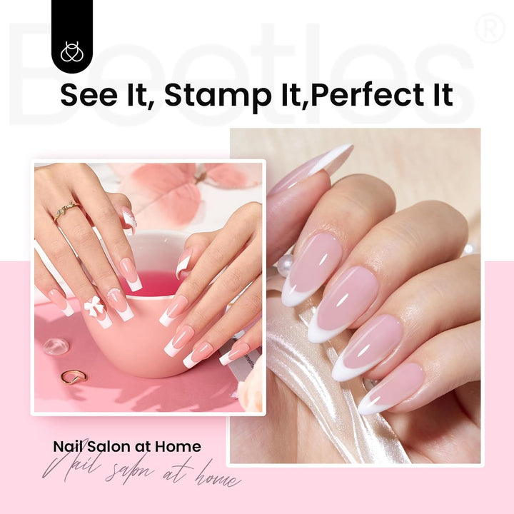 Beetles Nail Stamp 3Pcs Silicone French Tip Nail Stamp Kit with Replacement Nail Stamper Heads and Scrapers Soft Silicone Nail Printing Tool for Home Manicure Diy Nail Art Salon Gifts for Girls