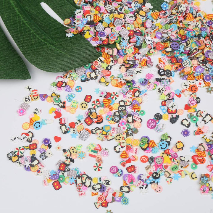 5000 Pcs 3D Nail Art Slice,Fruits Animals Flowers Slices for Slime Mini Fruit Fimo Clay Slices Hundreds Pattern for Nail Stuff DIY,1/5 Inch.