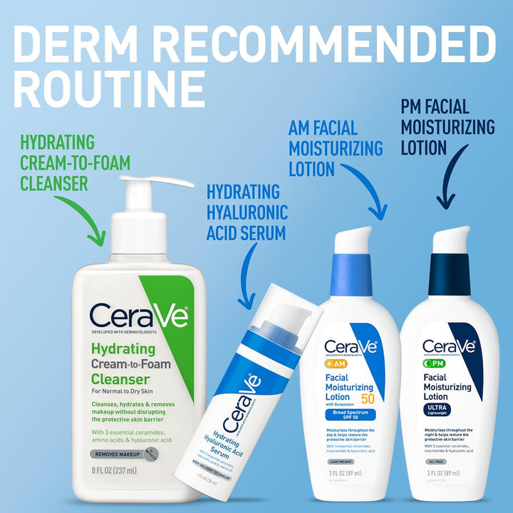 Hyaluronic Acid Serum for Face with Vitamin B5 and Ceramides, Hydrating Face Serum for Dry Skin, Fragrance Free, 1 Ounce