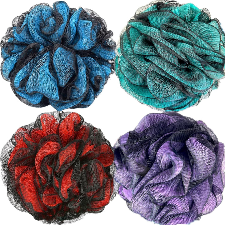 Loofah Sponge Shower Loofahs 50G Bath Sponges Mesh Balls 4 Colors for Body Scrubber Exfoliator Wash Back Scrubber Bathroom Men Women - 4 Pack Scrubbers Cleaning Bathing Accessories